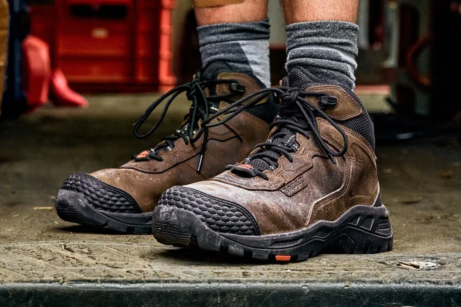 Brown leather BRUNT work boots