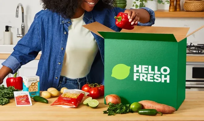 HelloFresh meal kit with fresh ingredients