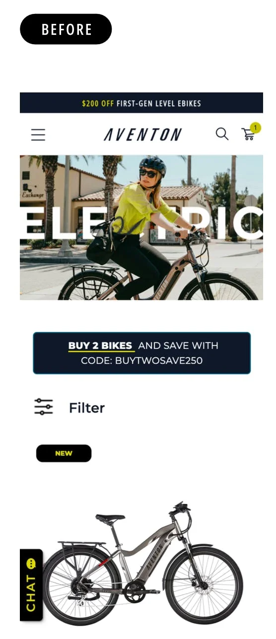Aventon mobile eCommerce experience