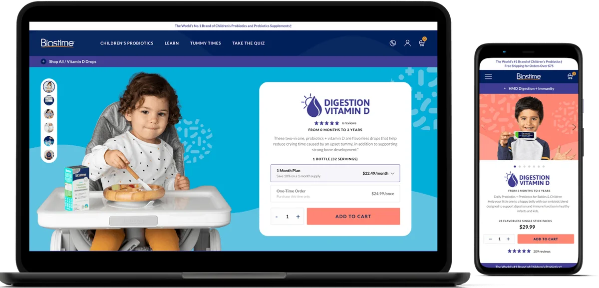 Biostime website redesign screens