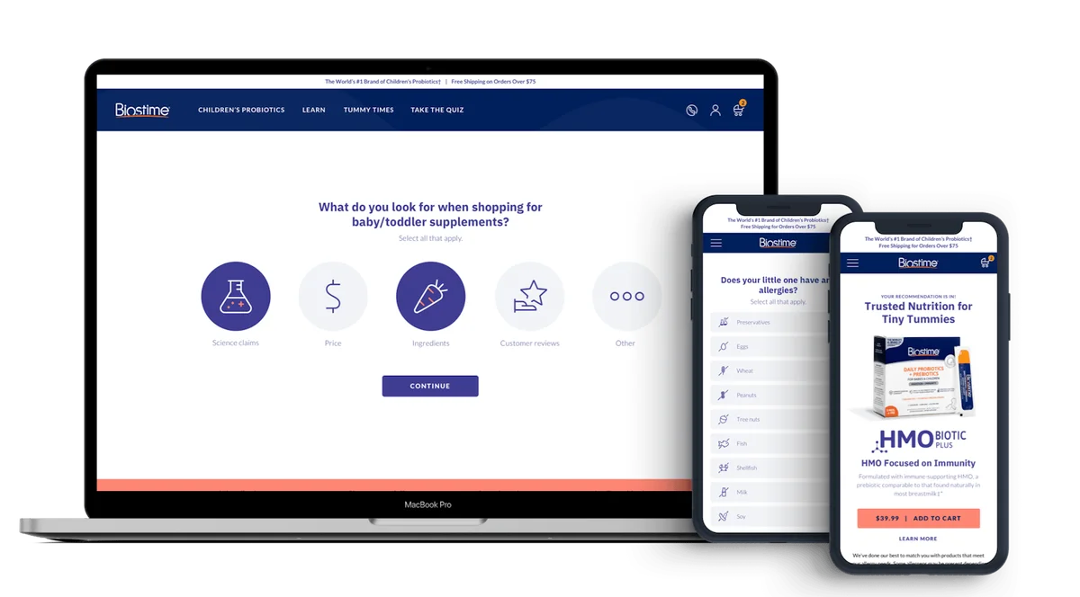 Biostime site quiz on desktop