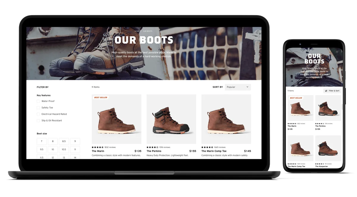BRUNT product listing page mockup