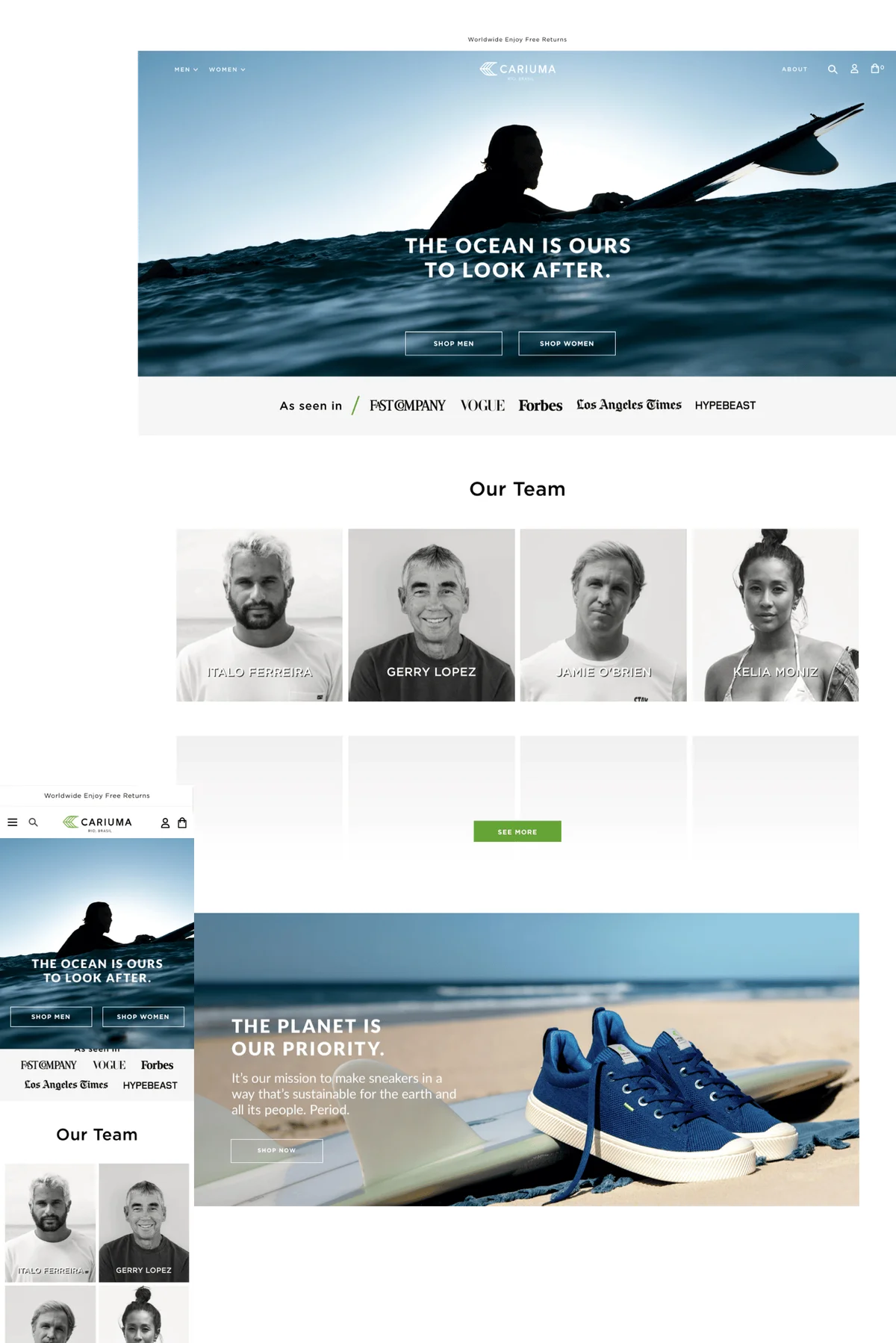 Surfers landing Page for personalised segmented Journey