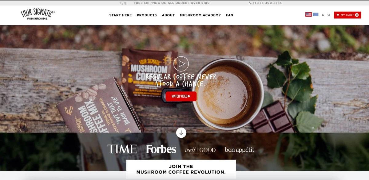 Four Sigmatic site before the redesign