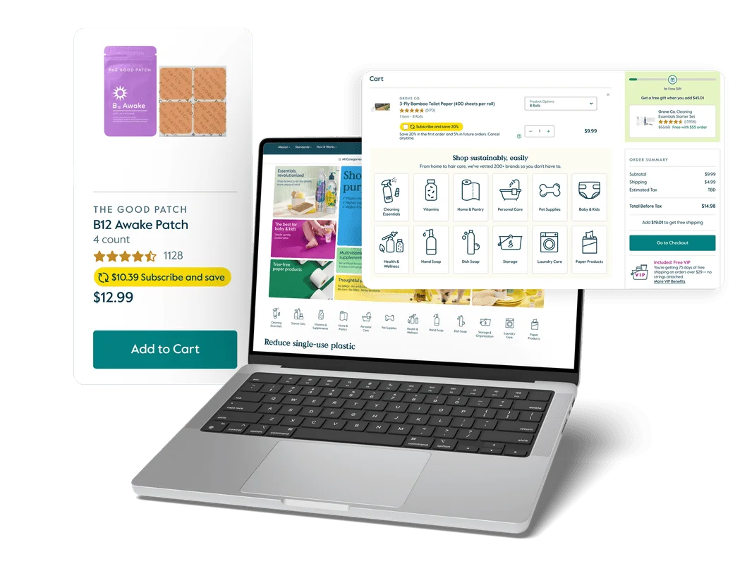 Grove.co website shown on a laptop