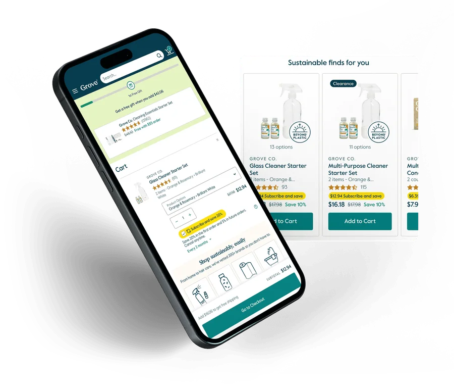 Grove.co mobile experience mockup